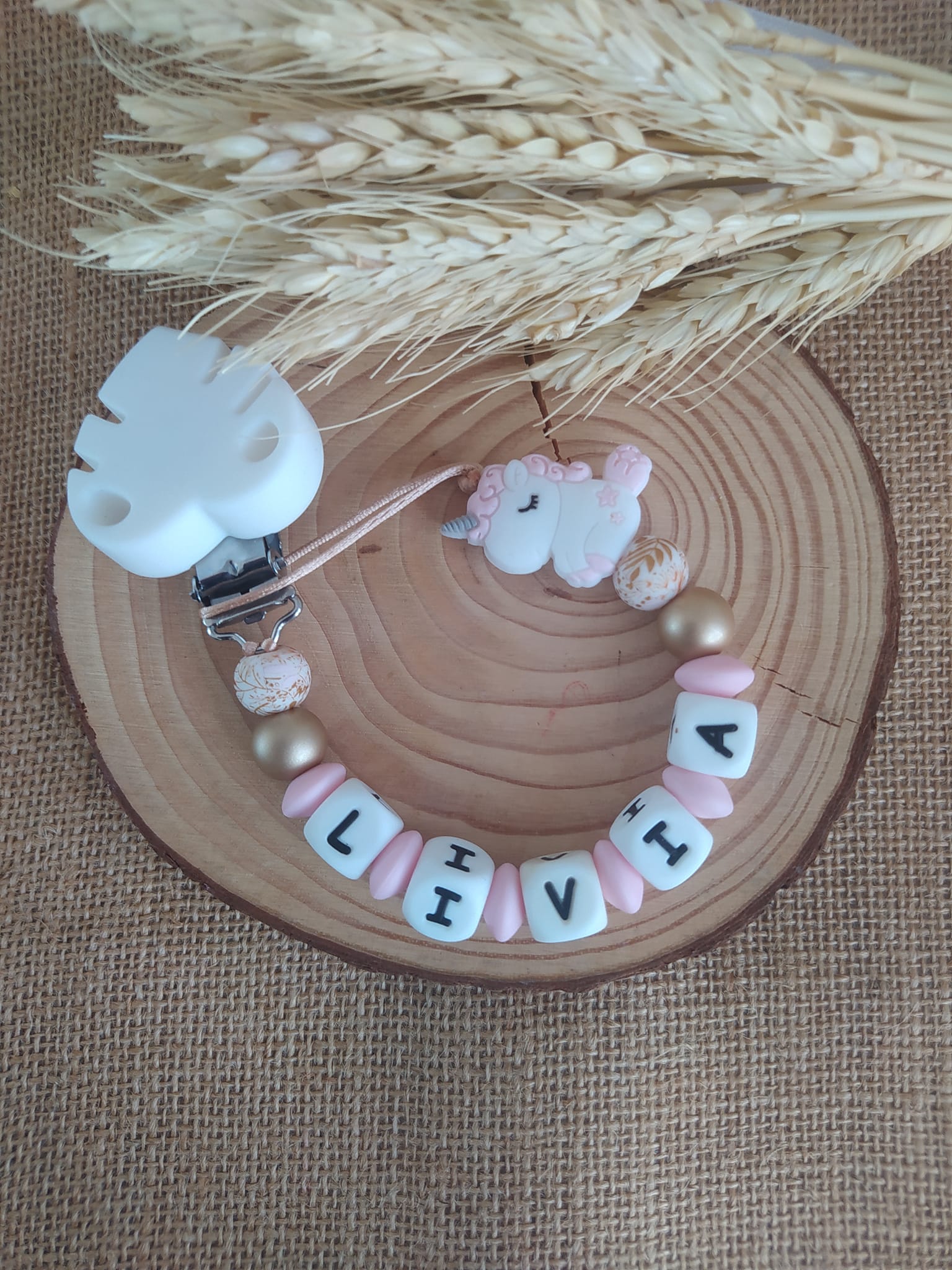 Attache tétine personnalisé licorne