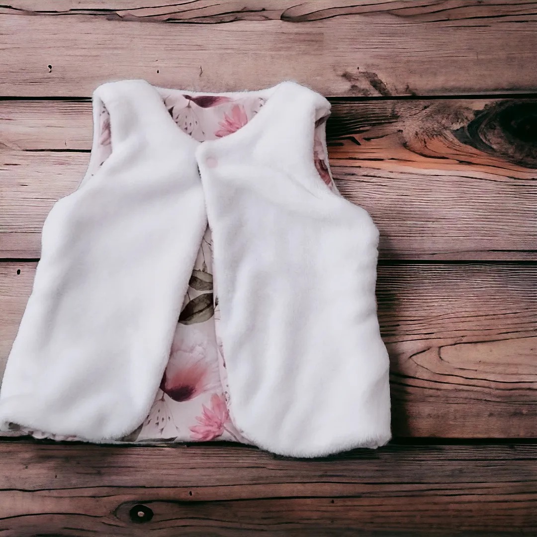 Gilet sans manche polaire bébé enfant fleurs