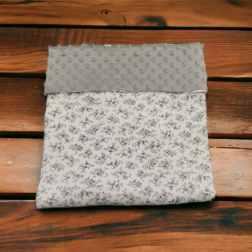 Couverture Minky et coton fleurs personnalisé