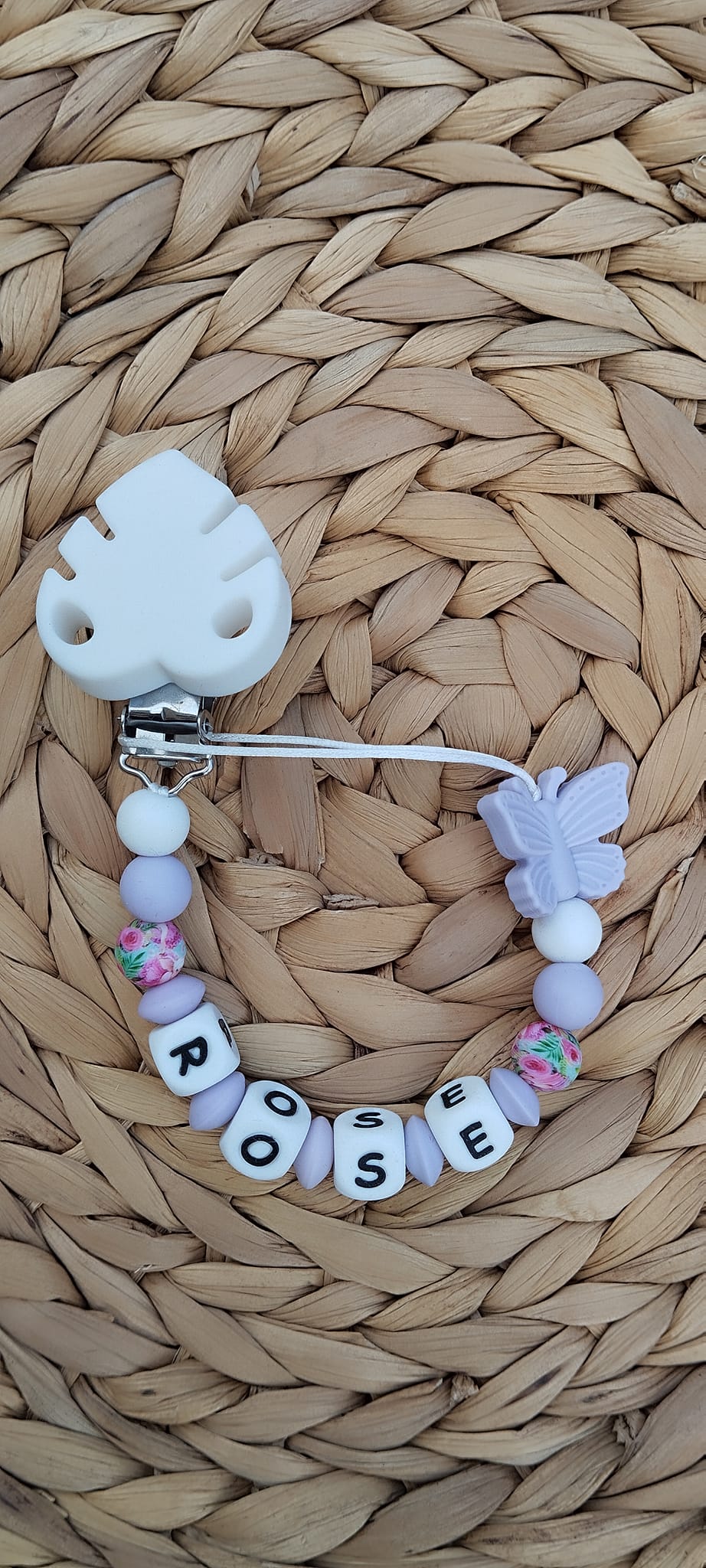 Attache tétine silicone papillon