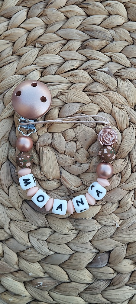 Attache tétine silicone fleur