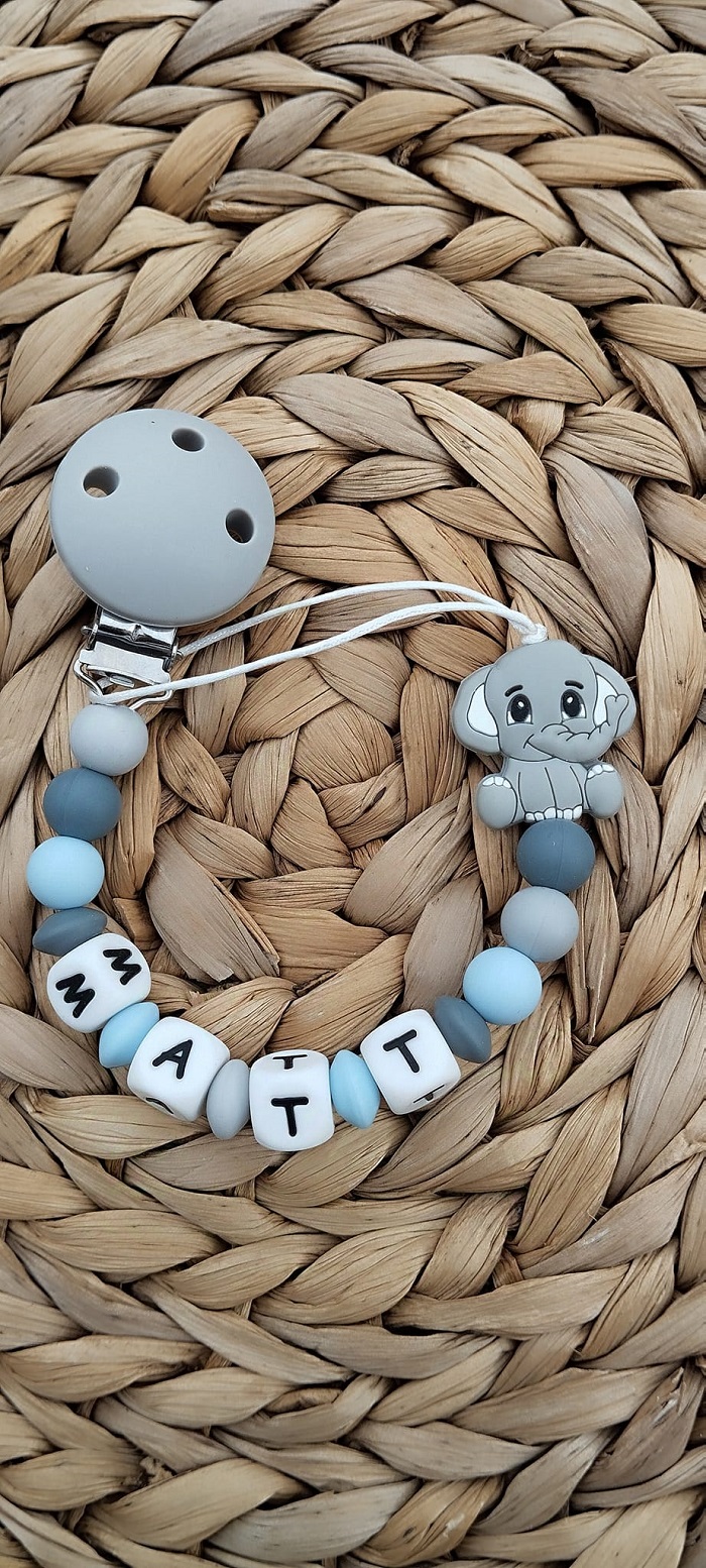 Attache tétine silicone éléphant