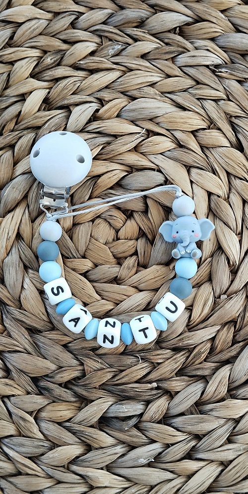 Attache tétine personnalisée éléphant