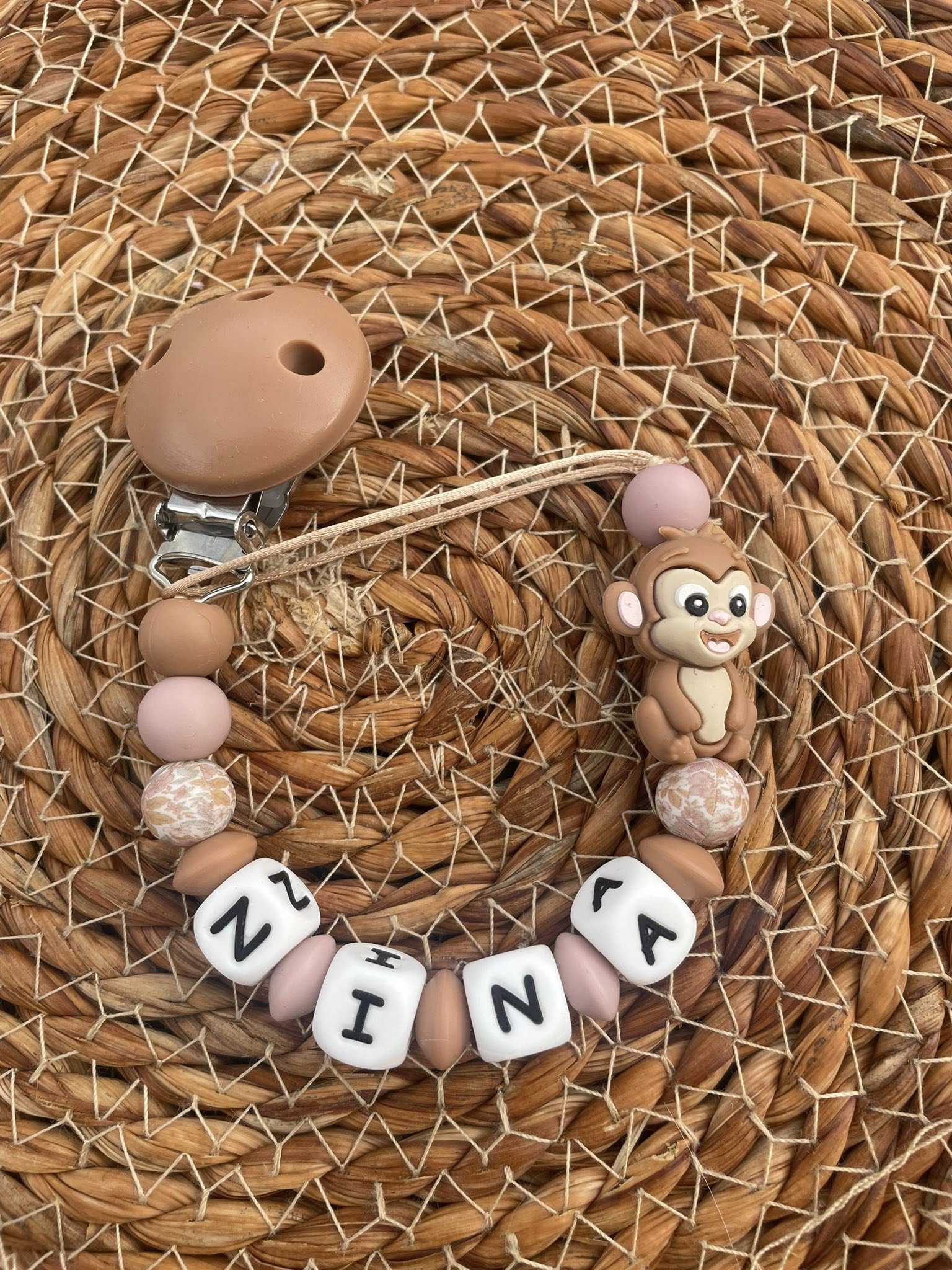 Attache tétine personnalisée singe