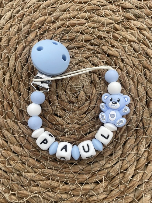 Attache tétine personnalisée ours