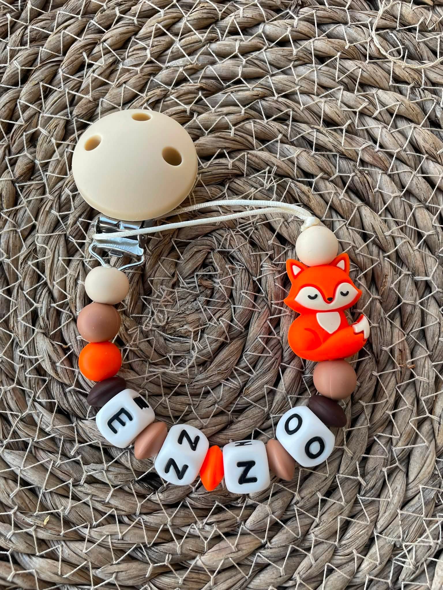 Attache tétine personnalisée renard